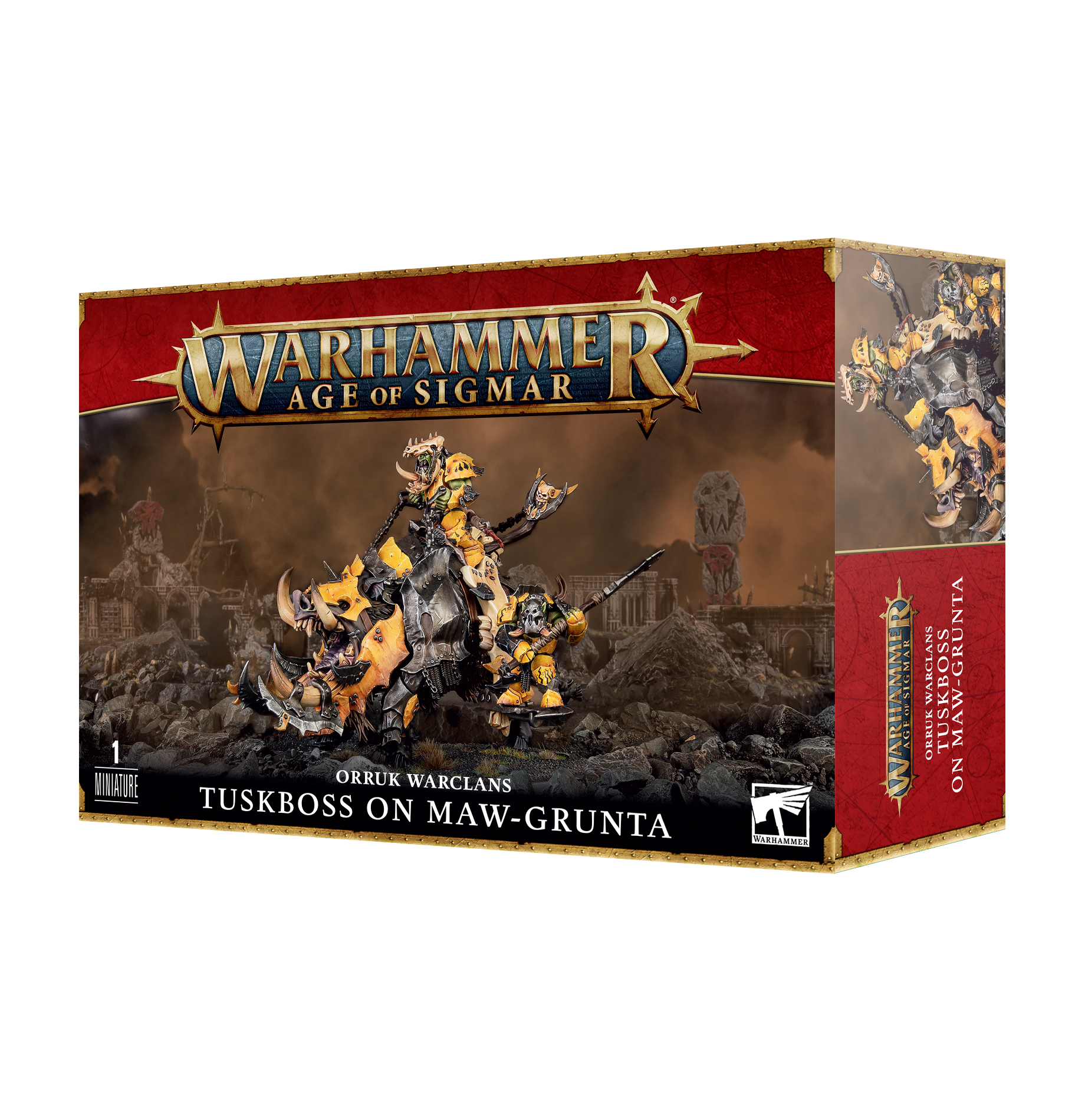 Warhammer AoS - Ironjawz Orruk Kroboss sur Gueule ki Grogn