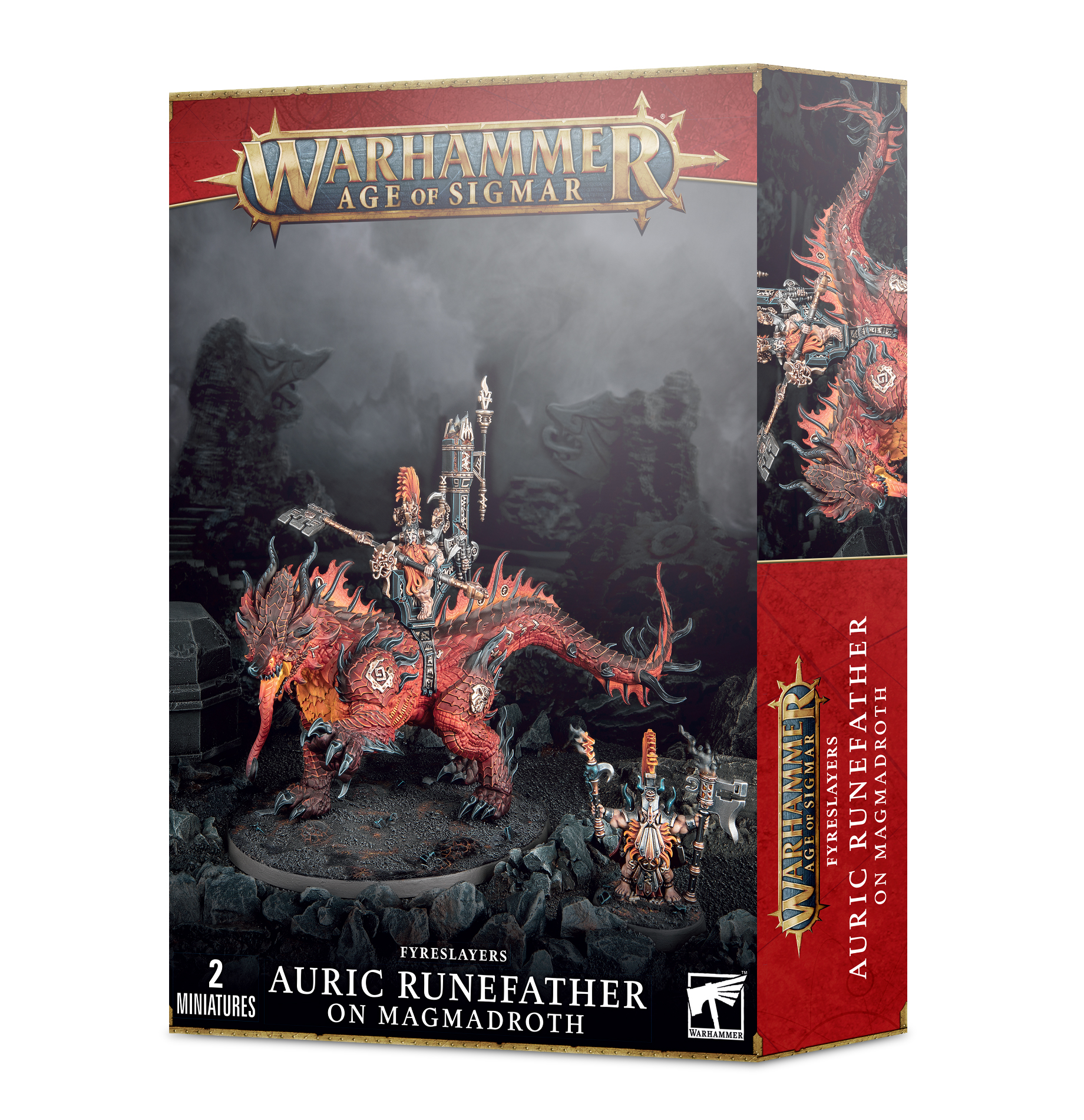 Warhammer AoS - Fyreslayers Runefather on Magmadroth